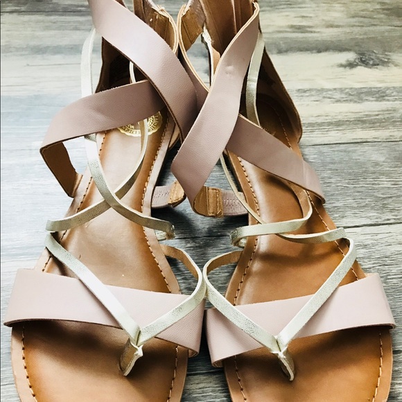 Blush and rose gold gladiator sandal by SO! - Picture 1 of 7